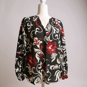 Chicos Floral Black and Red Women's Top